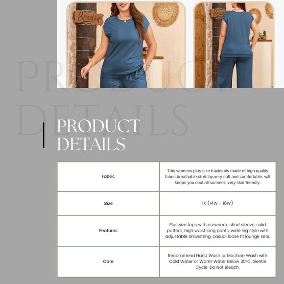 Eytino Womens Plus Size 2 Piece Tracksuit Outfit - Picture 3 of 5